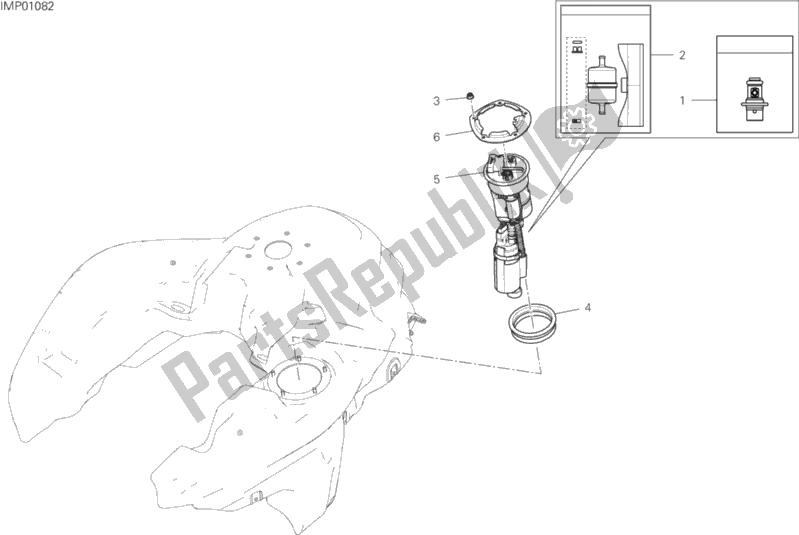 Alle onderdelen voor de Benzine Pomp van de Ducati Multistrada 1260 ABS Thailand 2019